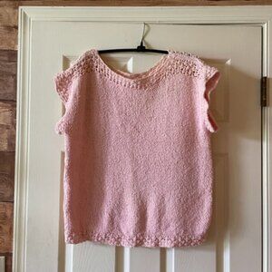 Vintage crocheted pink top with cap sleeves, never worn 42" chest, 23" length